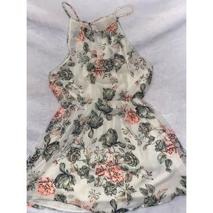 Flowered racer back short dress